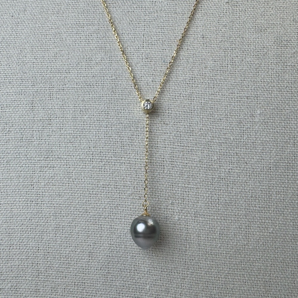 Tahitian Pearl Necklace - 925 Gold Plated - 16”-18”